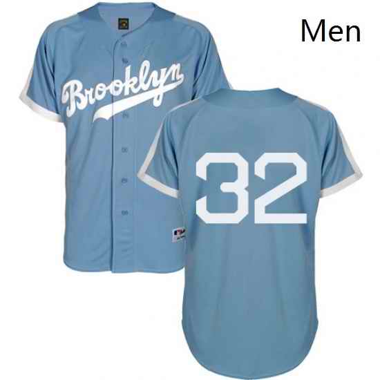 Mens Majestic Los Angeles Dodgers 32 Sandy Koufax Authentic Light Blue Cooperstown MLB Jersey